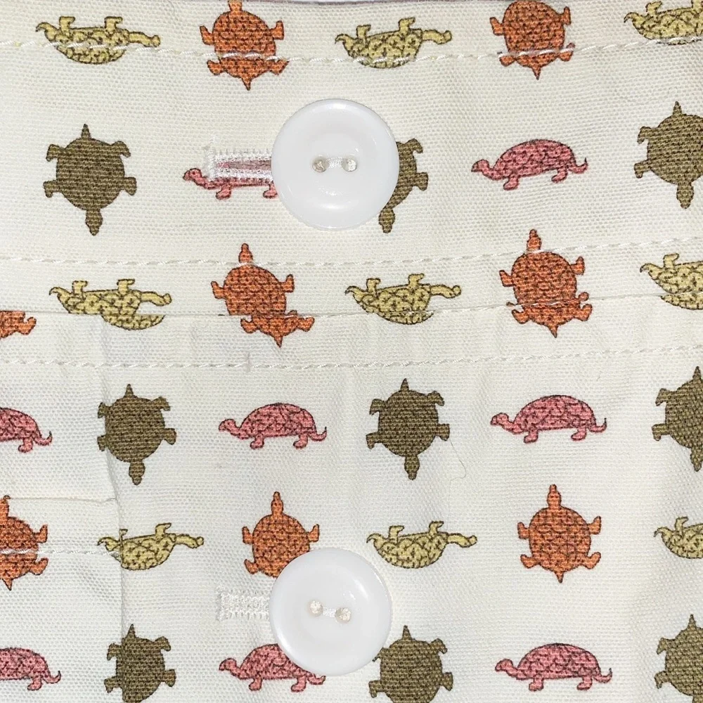J. Crew sz 2 ivory turtle print button front accents wrap 100% Cotton mini skirt